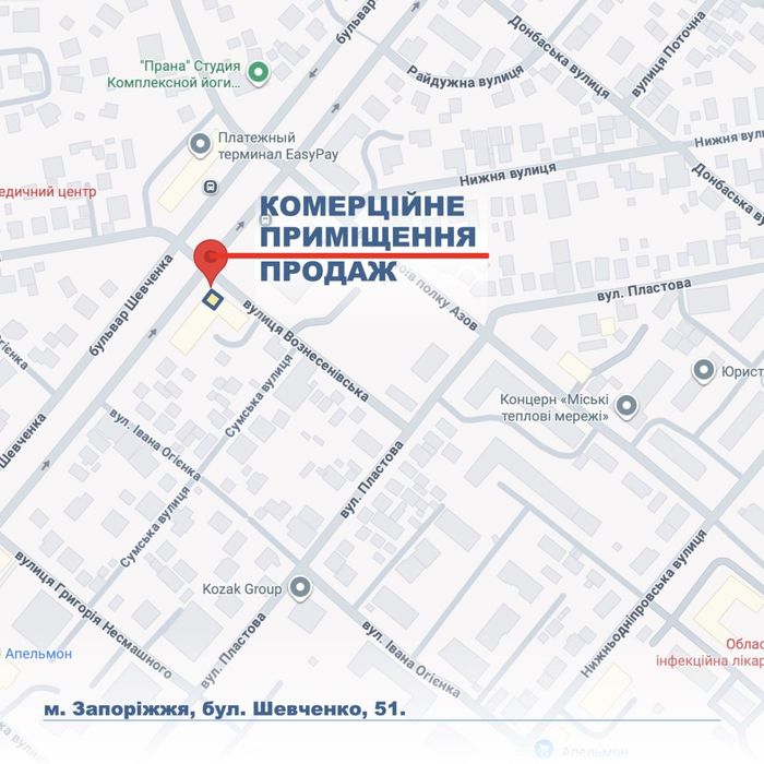 Комерційне приміщення на фасаді бул. Шевченко.