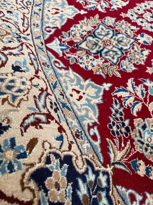 Nowy Okrągły Dywan Perski z Jedwabiem Iran Nain 210x210 gal. 25 tyś