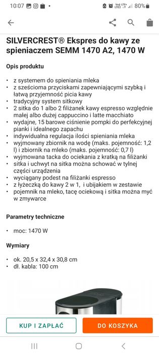 Ekspres do kawy Silver Crest