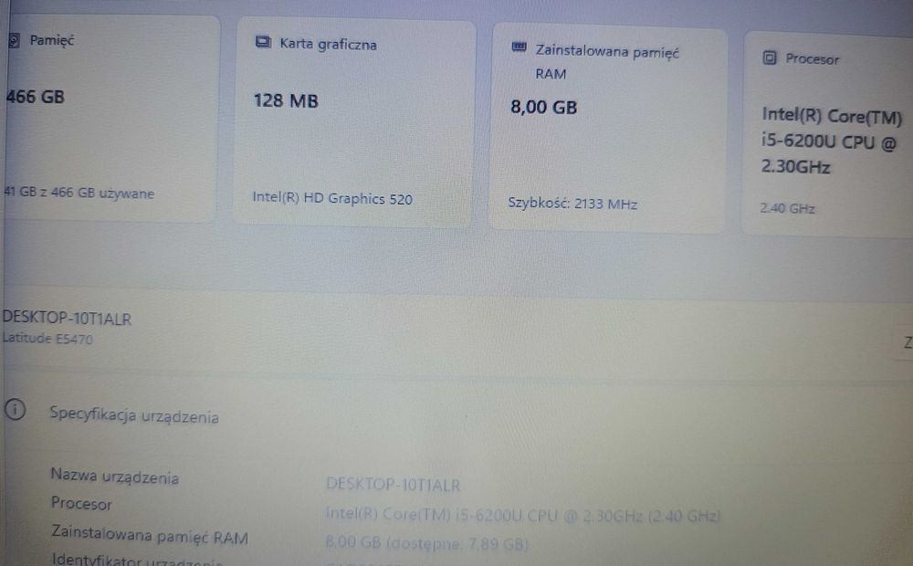 Laptop Dell Latitude E5470 i5 6 generacja- czyszczenie serwisu