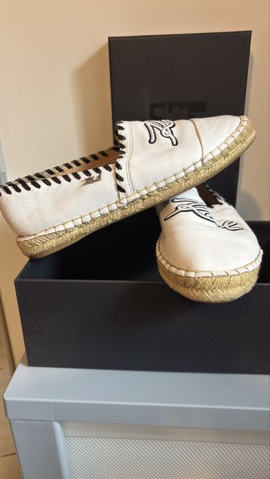 Espadryle białe skóra Karl Lagerfled 37