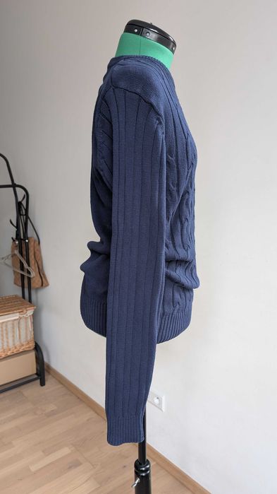 LUKE 1977 granatowy sweter 100% bawełna, kabel, lew