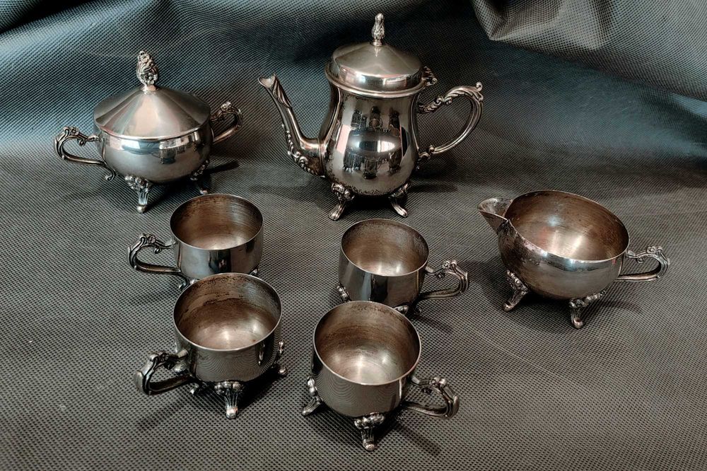 Platerowany Zestaw Kawowy Stylowy komplet Art Deco PRECJOZA