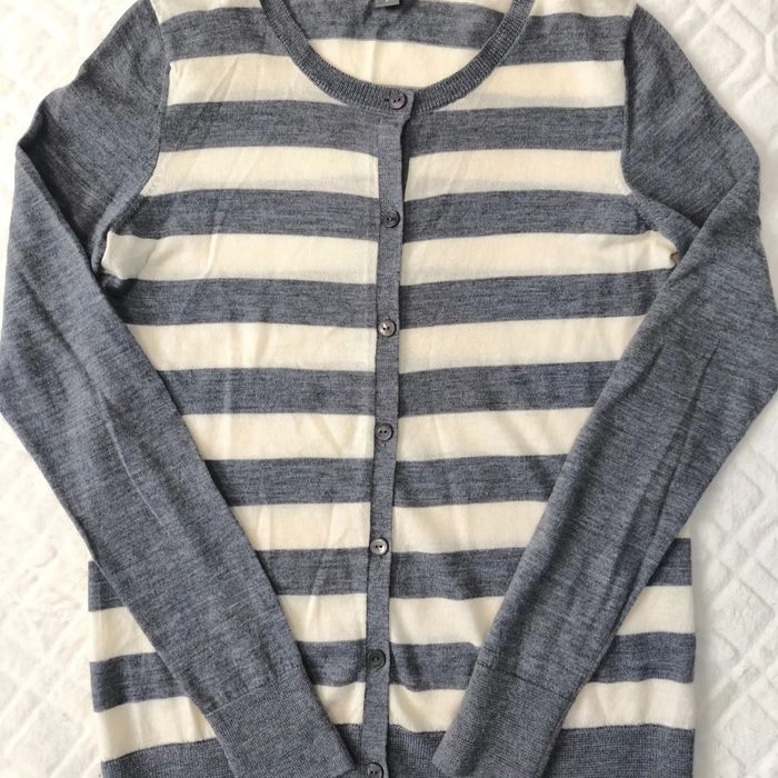 GAP - oryginalny sweter damski kardigan w paski 100% wełna merino
