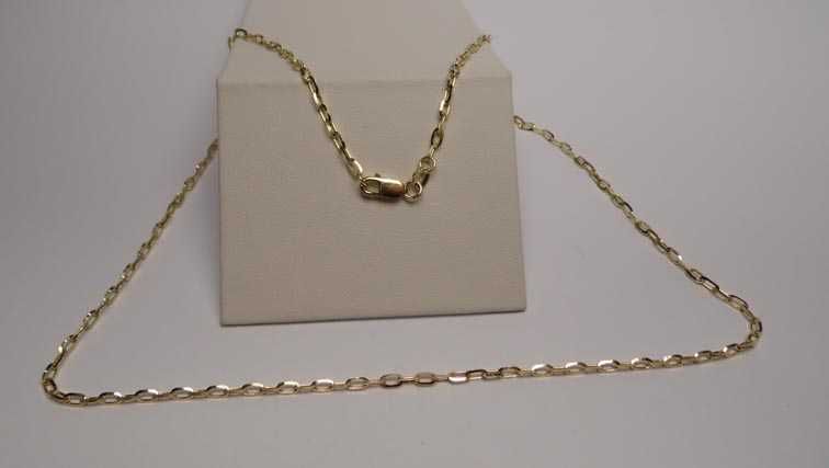 Złoty łańcuszek ankier diamentowane ogniwa 50 cm. 2,1 mm.