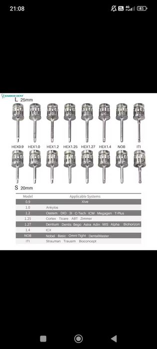 Conjunto de chave de toque (kit Universal implante dentário)