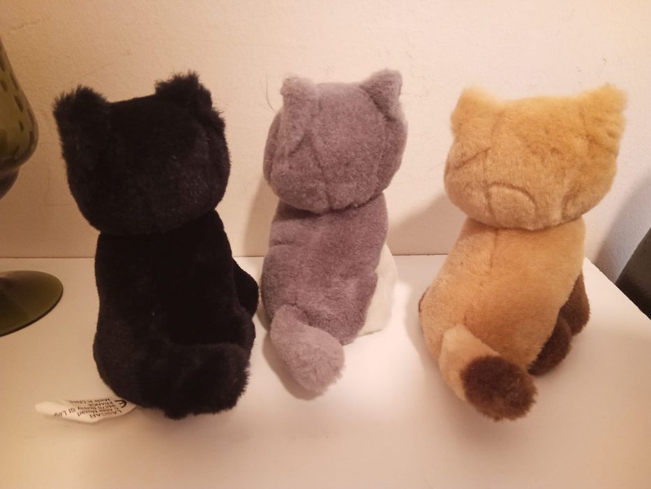 Conjunto 3 gatos peluches, 12cm