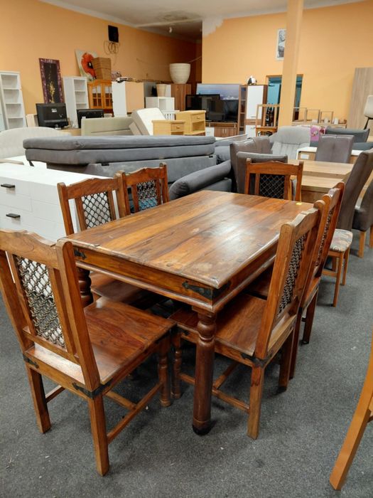 Stół kolonialny z drzewa polisander + 6 krzeseł