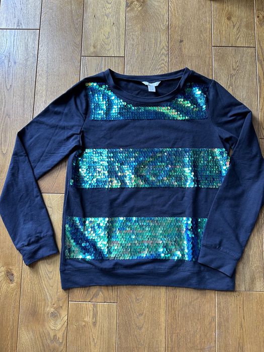 H&M Granatowa bluza z cekinami S