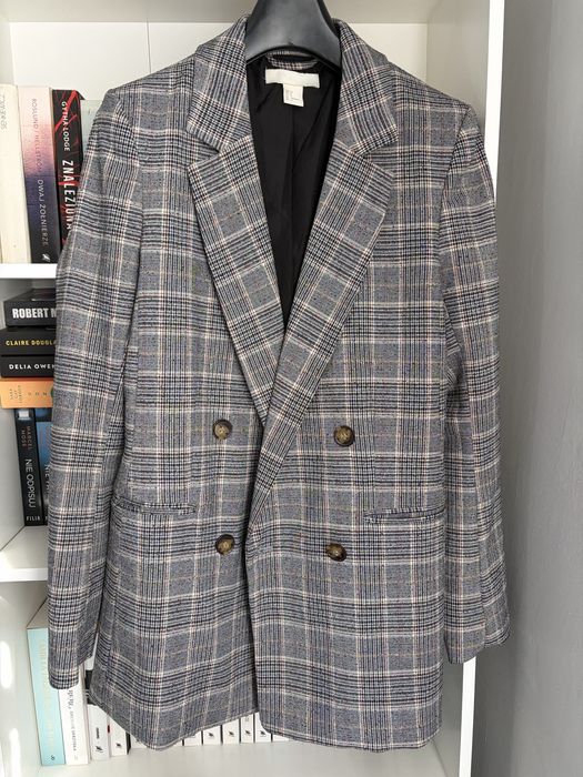 Marynarka w kratę H&M r. XS 34 szara