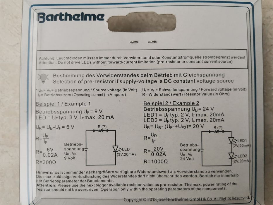 упаковка стандартних синіх світлодіодів Barthelme 5 мм.