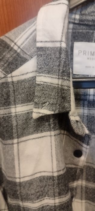 Camisa flanela cinza e branca Primark M