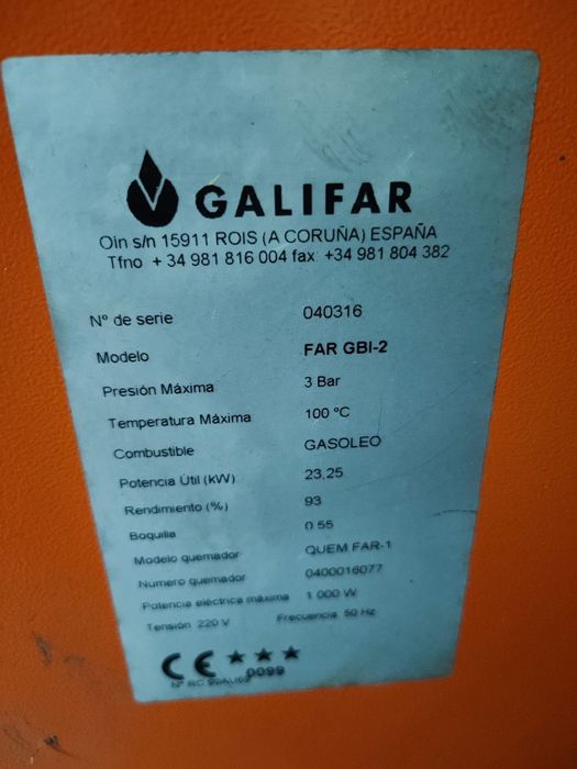 Caldeira a gasóleo Galifar