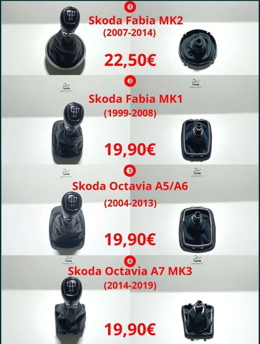 Moca Manete de velocidades Skoda vários modelos