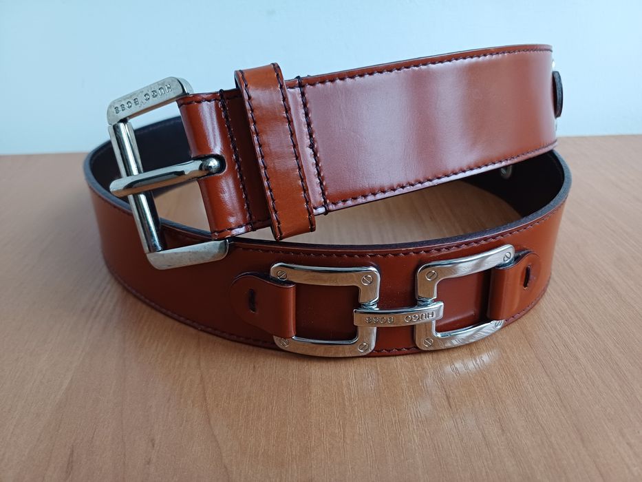 Шикарный ремень унисекс HUGO BOSS оригинал (натур кожа) M разм