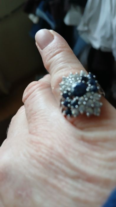 Pierścionek srebro 925 szafiry i cyrkonie rozmiar  14