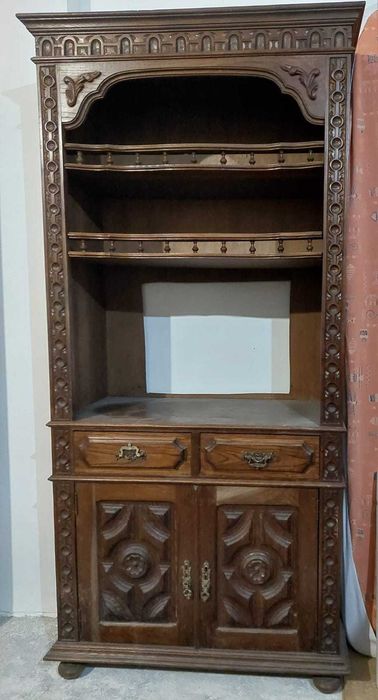 Móvel TV Alto em madeira de Carvalho estilo neorrenascença