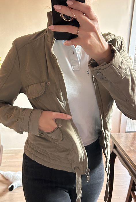 Krótka kurtka khaki moro oliwka boho