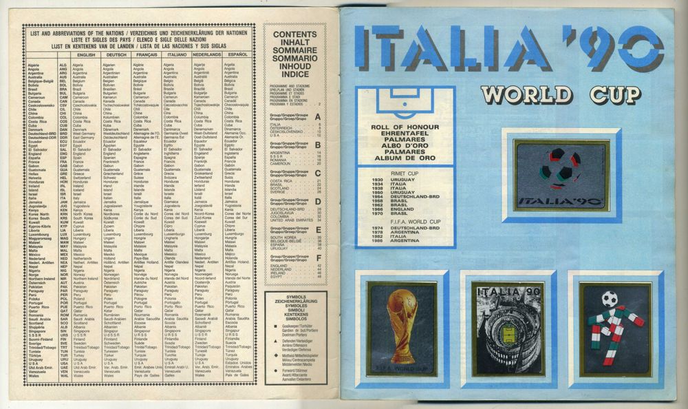 caderneta de cromos Italia '90, Panini