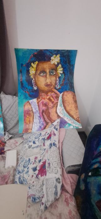 Pinturas a oleo executado em cartolina