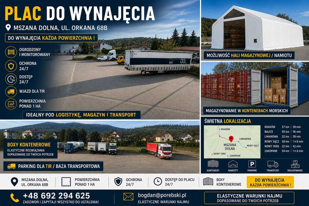 Wynajmę Część Placu postojowego  w MSZANIE DOLNEJ pod Działalność lub Parking