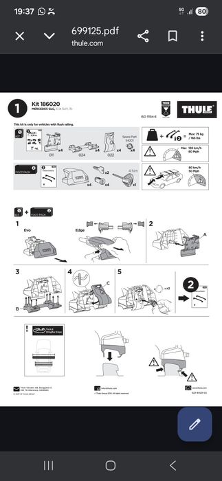 Thule kits para barras de tejadilho (ver texto com referências)