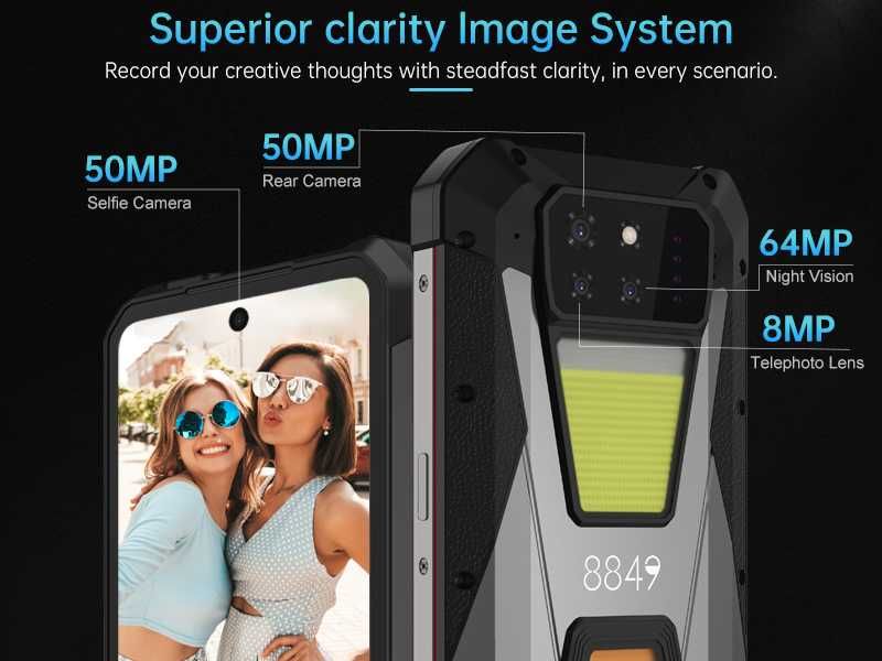 Unihertz 8849 SHARK, 24/256Gb, 15600мАч, 66W, 50/64NV/50Mp, два фонаря