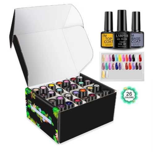 conjunto kit gel 26 cores semi permanente uv led gel verniz