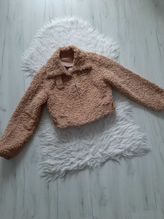 Piękna kurtka baranek krótki kożuszek miś futerko S 36