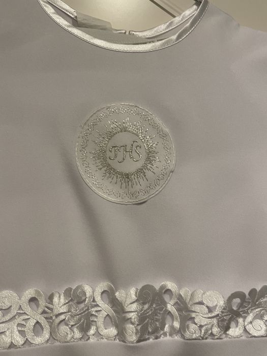 Sliczna Alba biala dziewczeca, krotki rekawek, bokerko,torebka halka