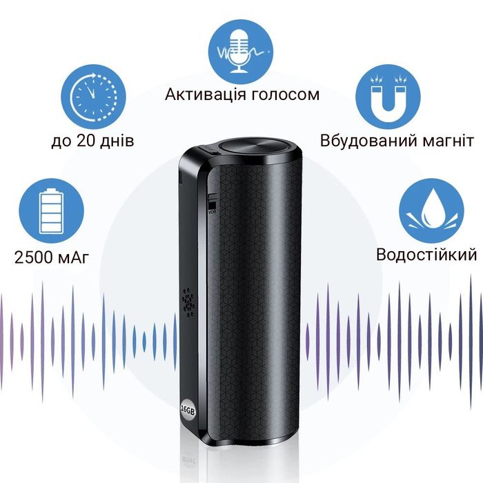 Мини диктофон Savetek 1000 PRO с большим временем работы