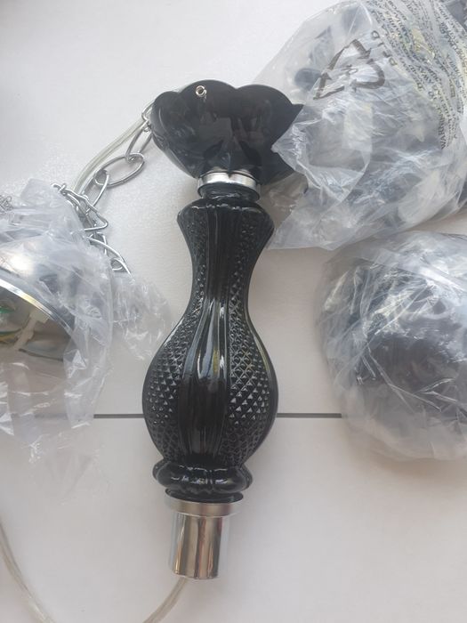 Kryształowt żyrandol, kryształki, czarny, glamur