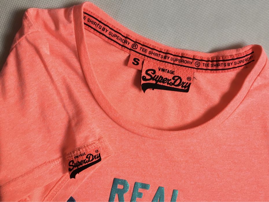 SuperDry koszulka bluzka neon glitter 36 S M ombre logo