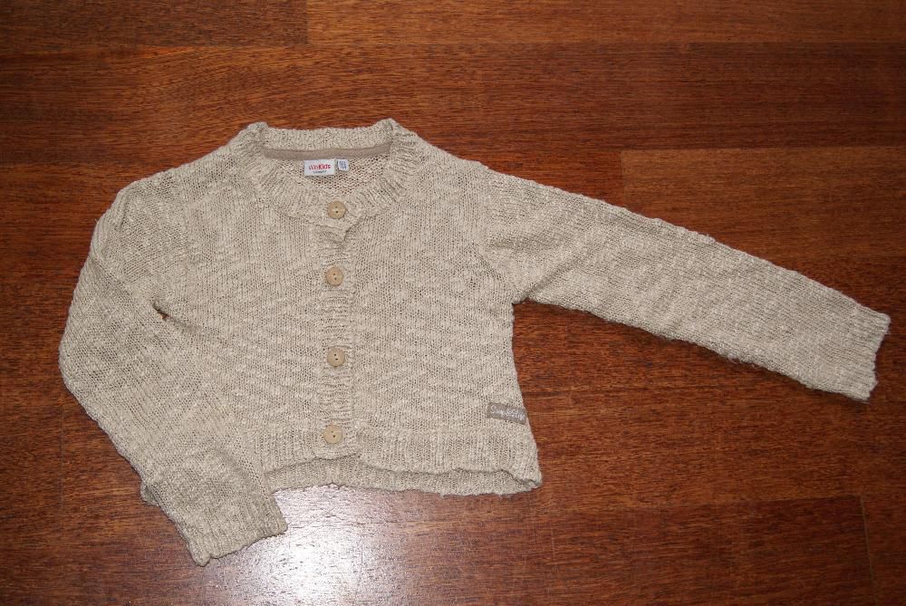 sweter krótki bolerko zapinany KappAhl 122/128 beżowy swetr elegancki