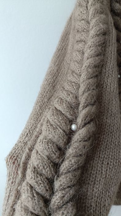 Sweter damski kardigan elegancki moher ciepły mięsisty wełniany wełna