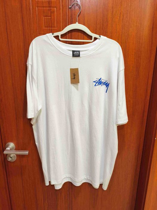 Stussy Męska Biała Koszulka z Nadrukiem Rozmiar XL