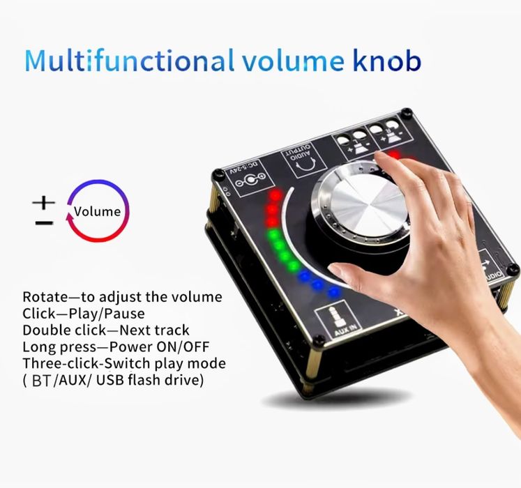 HI-FI Stereo B.T. płyta  wzmacniacza 2x50W z Music Rhythm Light.