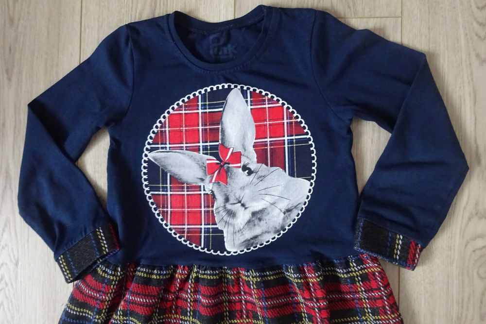 Sukienka bawełniana z zajączkiem r. 116