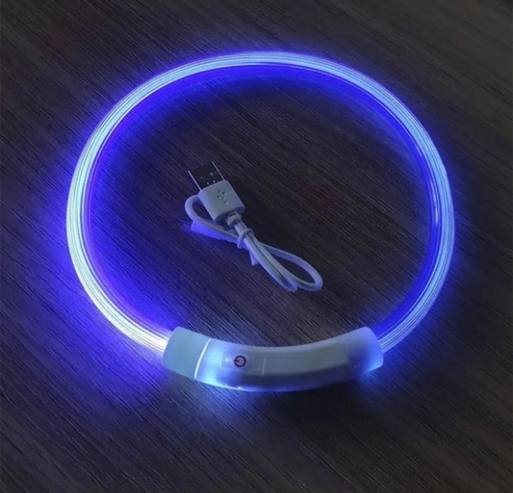 Светящийся LED ошейник для собак с зарядкой S