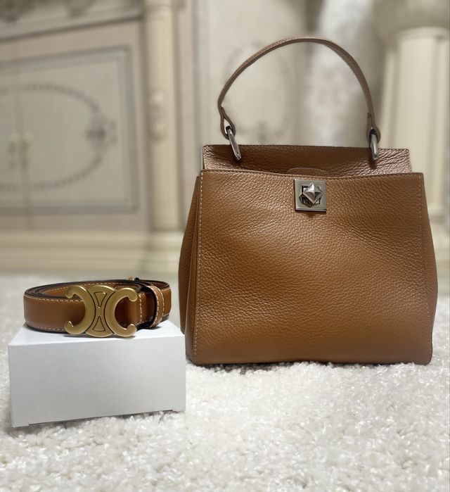 Жіноча сумка з натуральної шкіри, Італія + ремінь (окремо)