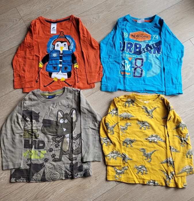 8 szt bluzek chłopięcych z długim rękawem 98-104