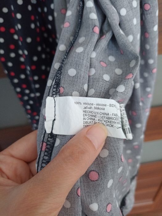 Zara sukienka XS 34 granatowa kropki wiskoza dluga