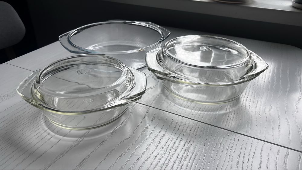 Набор стекляных кастрюль 3 шт