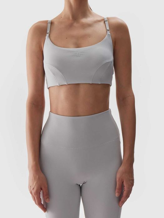 4F Nowy Biustonosz XS/34 do jogi i pilatesu szary stanik top sportowy