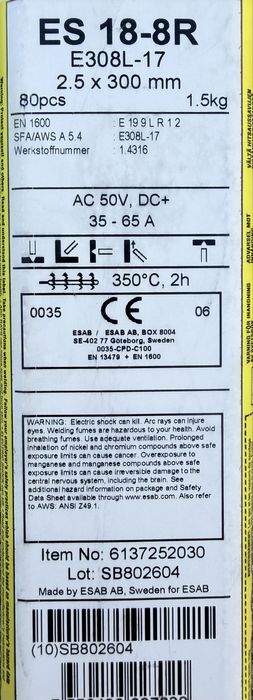 ES 18-8R E308L-17 2.5 x 300 mm – oryginalne