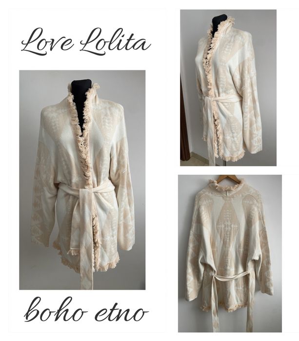 Love Lolita ciepły kardigan boho style z wiązaniem