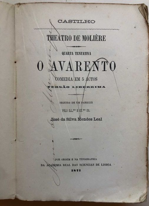 O Avarento - Teatro de Molière - Castilho