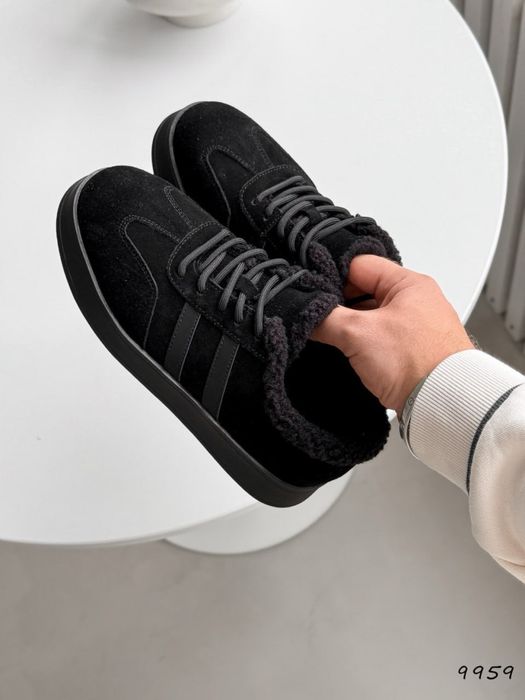 36 та 41р Чорні зимові кеди.Натуральна замша хутро тедді кросівки