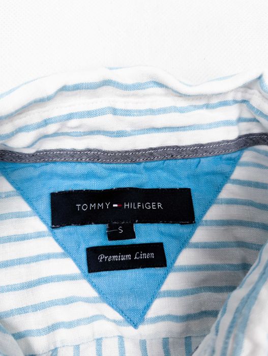 Tommy Hilfiger biała koszula w paski 100% len S
