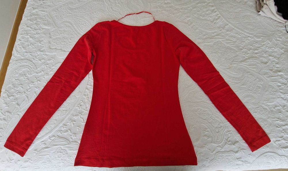 Camisola vermelha gola redonda, H&M, tamanho S, nova